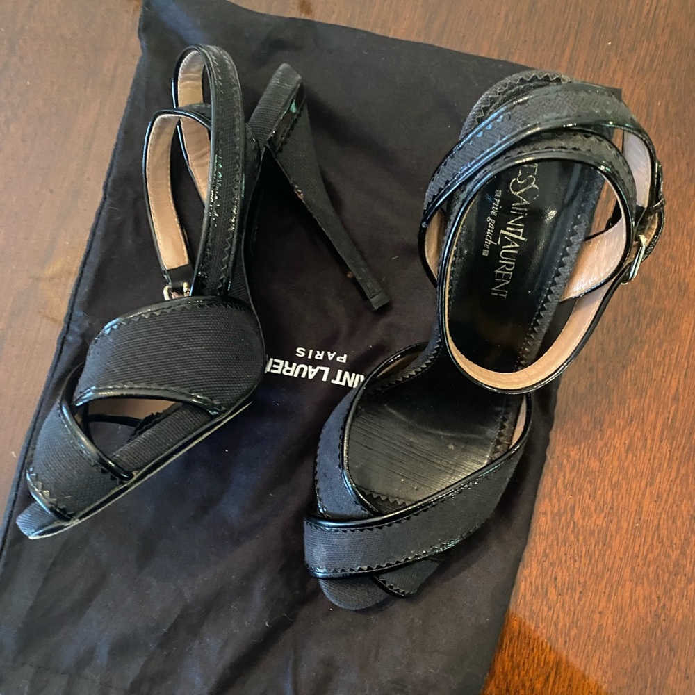 Yves Saint Laurent Black Strappy Heels